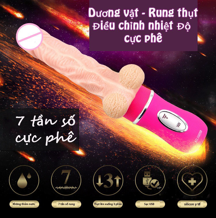 Dương vật giả Ailighter rung thụt tỏa nhiệt silicon cao cấp Mỹ