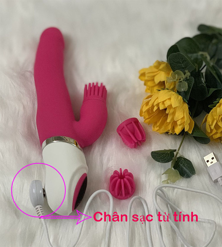 Dương vật silicon Doreen II thụt liếm 3 đầu rung kích thích điểm G nữ