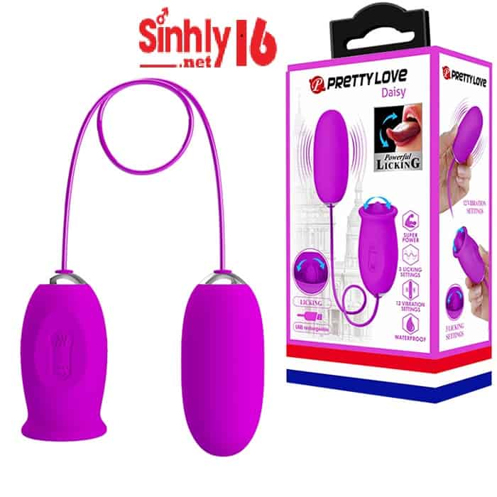Trứng rung liếm 2 đầu Pretty Love Daisy 12 chế độ rung liếm tăng khoái cảm