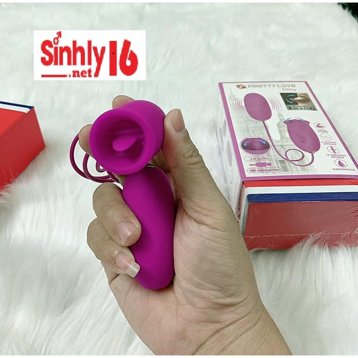 Trứng rung liếm 2 đầu Pretty Love Daisy 12 chế độ rung liếm tăng khoái cảm