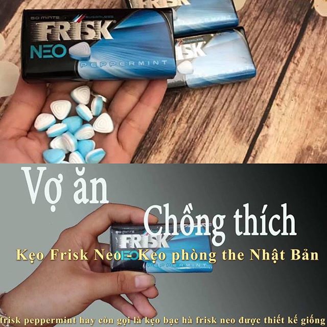Kẹo ngậm BJ Frisk Neo bạc hà phòng the Nhật hương the mát