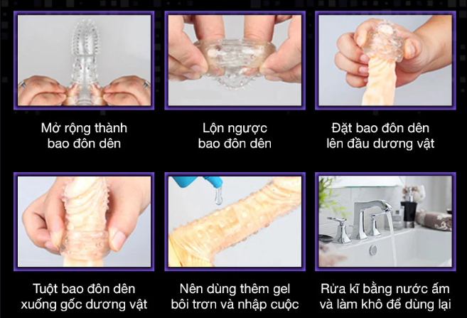 Bao cao su đôn dên đầu rắn silicon cao cấp tăng kích thước