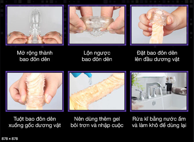 Bao cao su đôn dên đầu rồng gai rung trắng trong suốt Nhật Bản