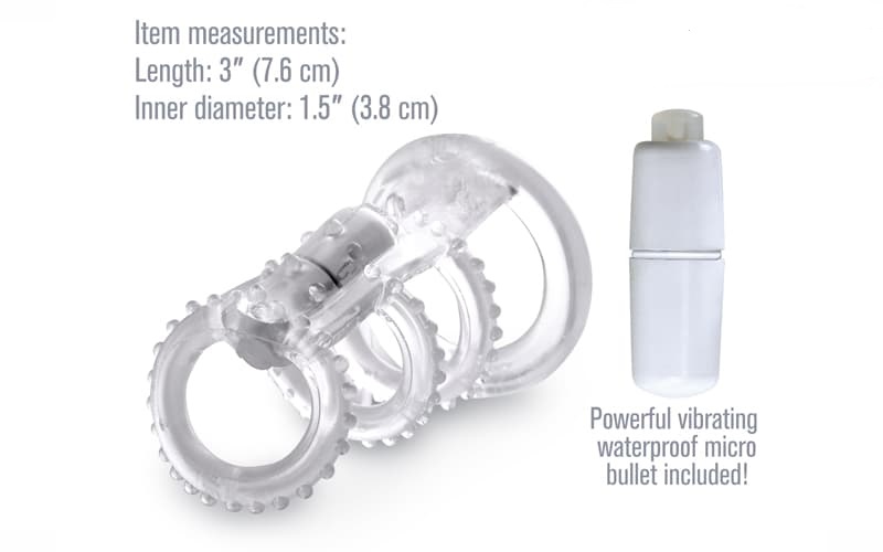 Khóa Dương Vật 3 Vòng Có Rung Silicon Y Tế An Toàn