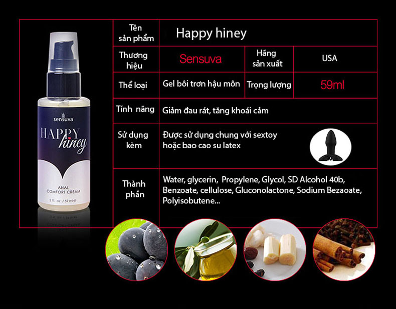 Gel bôi trơn hậu môn thiên nhiên an toàn kích thích nhẹ nhàng