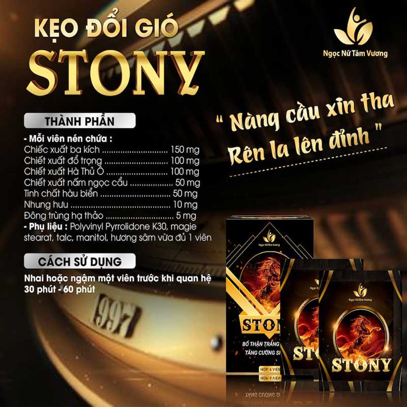 Kẹo Stony Chính Hãng Thảo Dược Tăng Cường Sinh Lý Nam An Toàn Thiên Nhiên