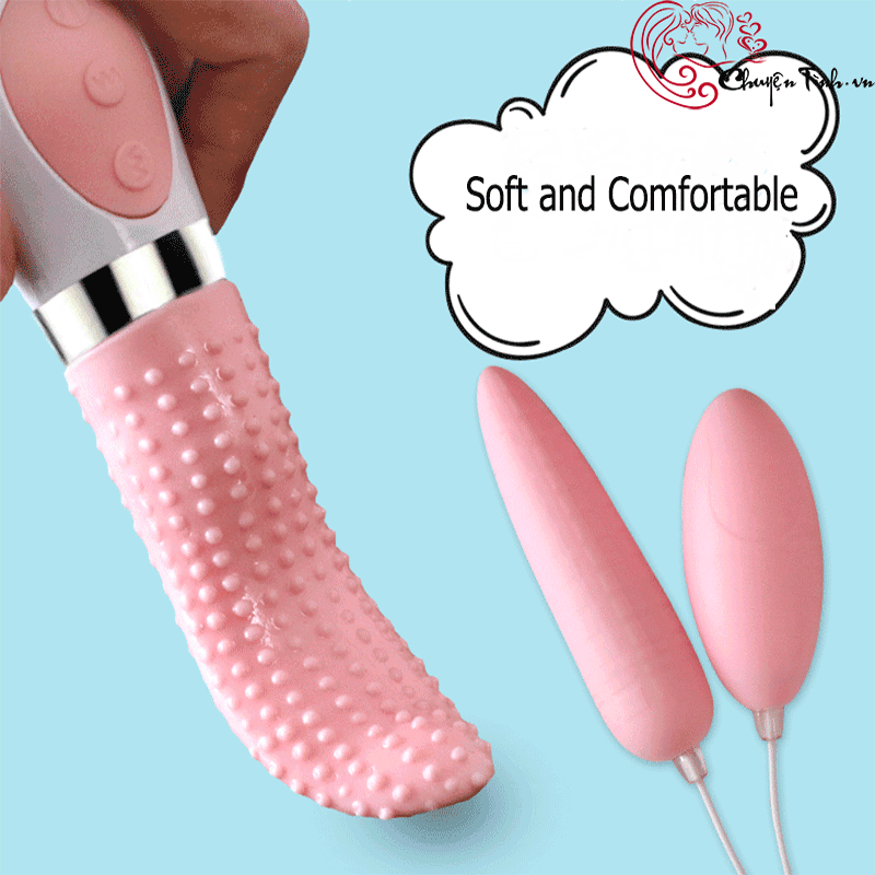 Lưỡi liếm Crazy Tongue cao cấp kèm trứng rung hai đầu silicon mềm