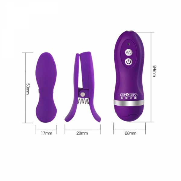 Máy kẹp núm vú Omysky tím 10 chế độ rung siêu kích thích