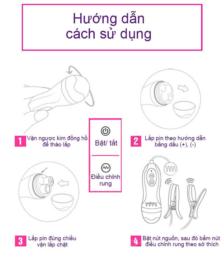 Máy kẹp núm vú Omysky tím 10 chế độ rung siêu kích thích