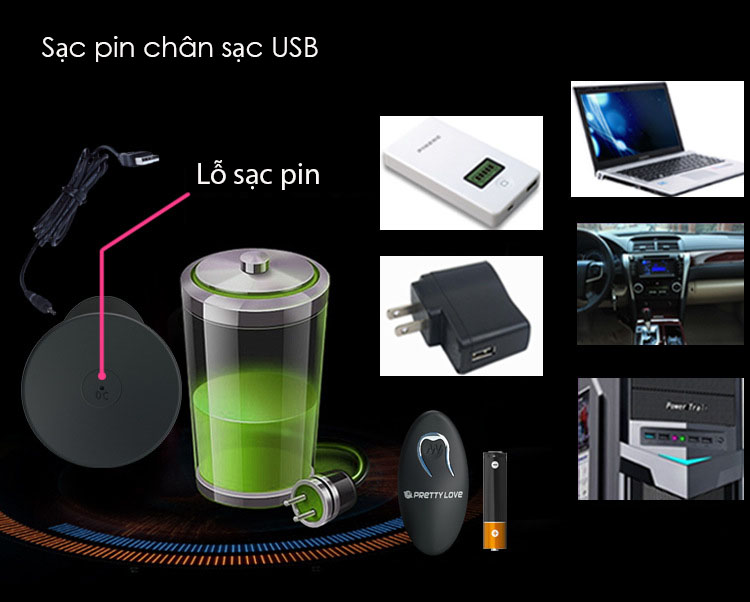 Máy rung âm đạo hậu môn Pretty Love 12 chế độ rung sạc USB