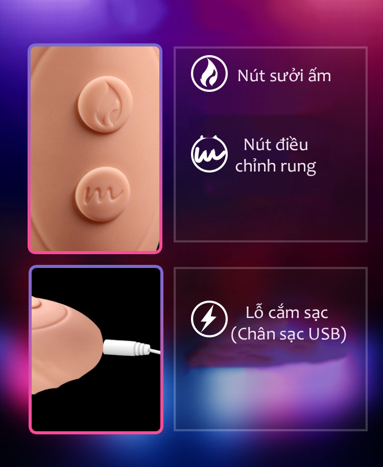 Ngón tay silicon rung lắc siêu mềm mịn chống nước pin sạc USB