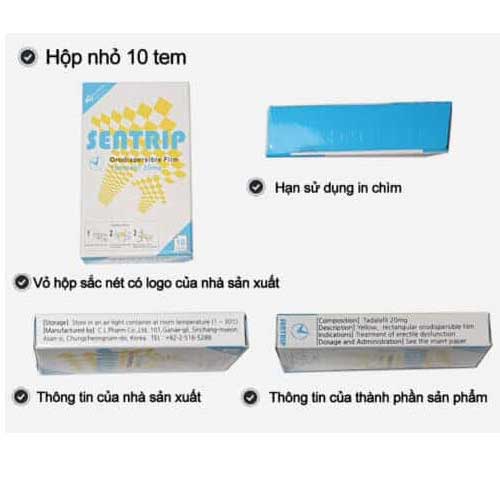 Tem ngậm Sentrip tăng sinh lý nam Hàn Quốc hiệu quả nhanh