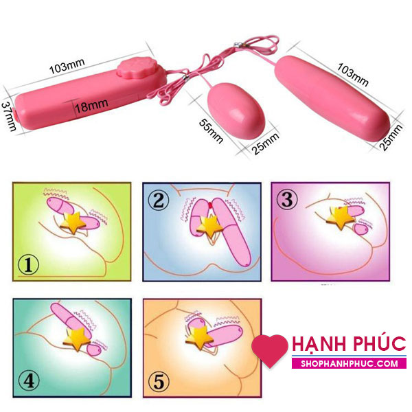 Trứng rung tình yêu 2 đầu mini có dây rung mạnh