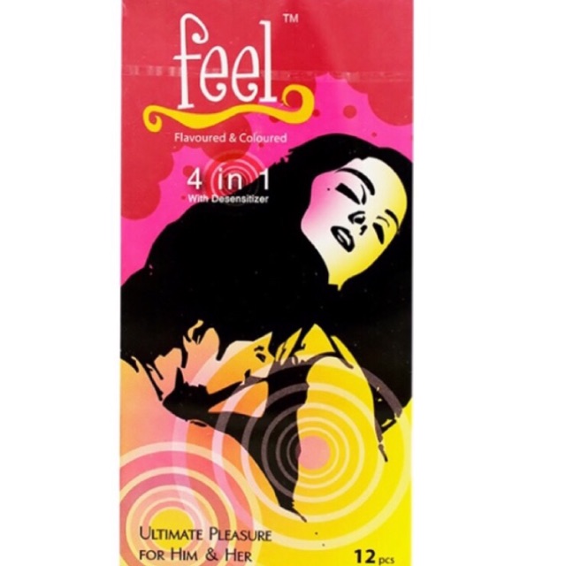 Bao cao su Feel 4 in 1 gai gân kéo dài thời gian hộp 12 cái