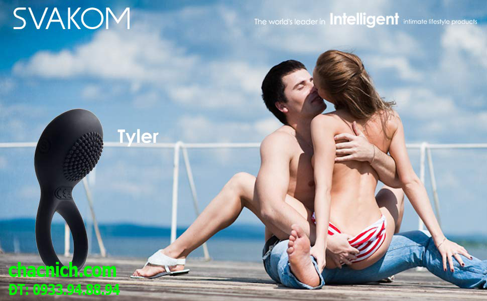 Vòng rung Svakom Tyler Black silicon cao cấp 5 chế độ rung điểm G