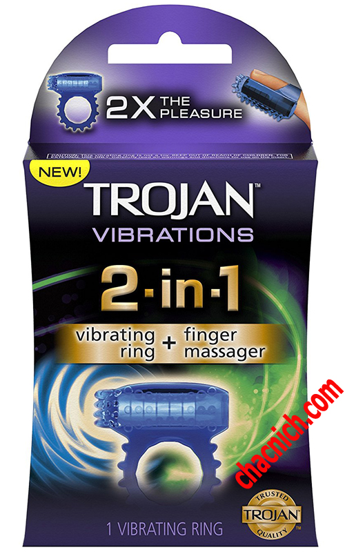 Vòng rung kép Trojan 2in1 đa chế độ silicone co giãn thoải mái sử dụng Vòng rung kép Trojan 2in1 đa chế độ silicone co giãn thoải mái sử dụng