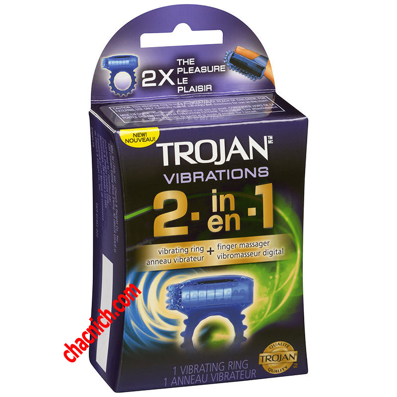 Vòng rung kép Trojan 2in1 đa chế độ silicone co giãn thoải mái sử dụng Vòng rung kép Trojan 2in1 đa chế độ silicone co giãn thoải mái sử dụng