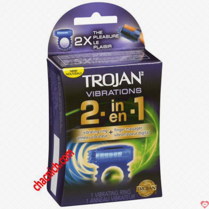 Vòng rung kép Trojan 2in1 đa chế độ silicone co giãn thoải mái sử dụng 