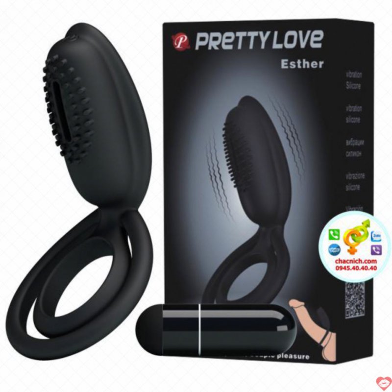 Vòng đeo dương vật rung Prettylove Esther silicon PE kích thích G 
