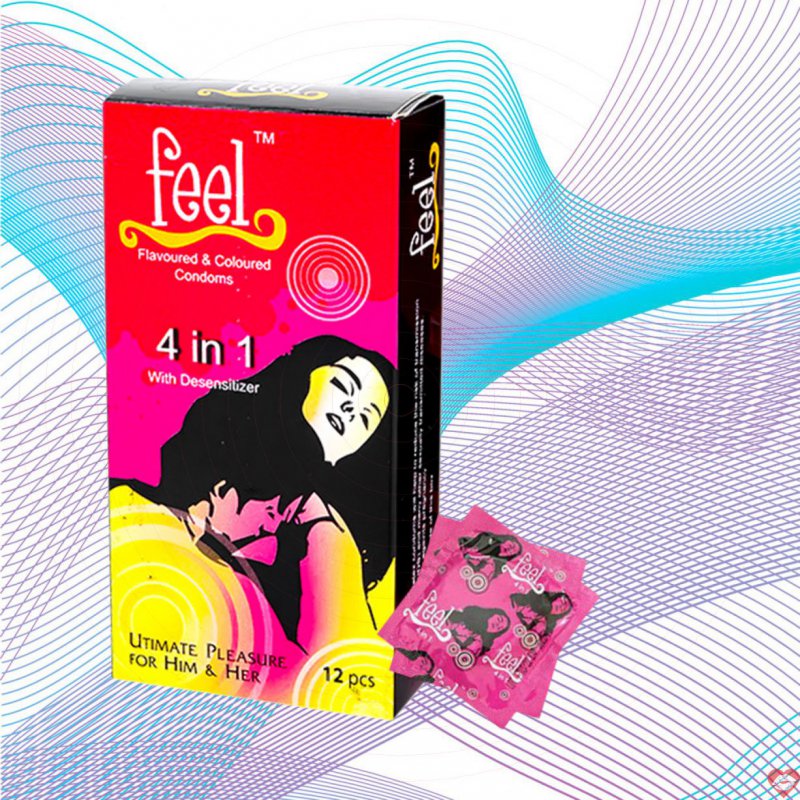 Bao cao su Feel 4 in 1 gai gân kéo dài thời gian hộp 12 cái 