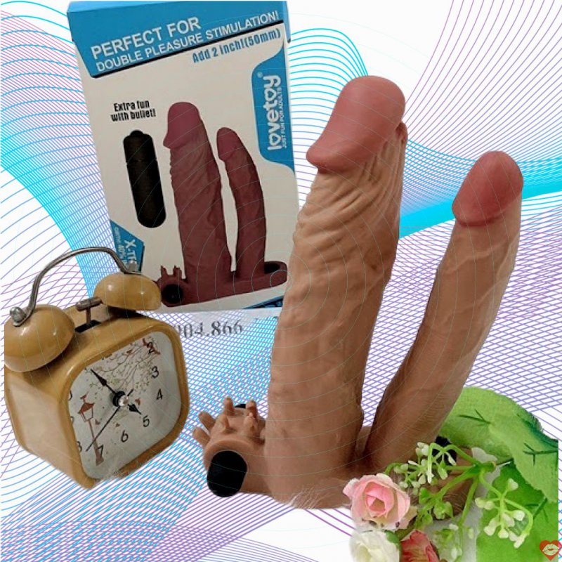 Bao đôn Lovetoys 2 nhánh rung silicon an toàn kích thích đa điểm cùng lúc 
