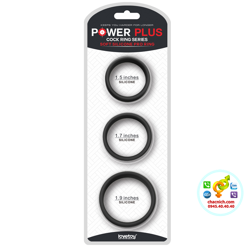  Bảng giá Bộ 3 vòng đeo silicone mỏng Lovetoy Power Plus Soft Silicone Pro Ring LV443002 tốt nhất